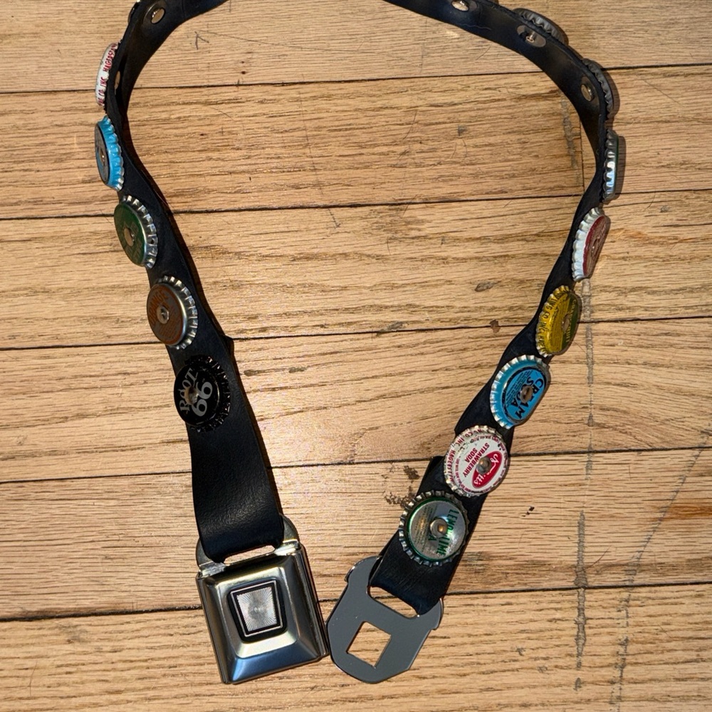 Black Leather Belt with Colorful Accents